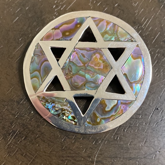 taxco Signed abalone Sterling Silver Star Pendant/ pin combo - Picture 4 of 4